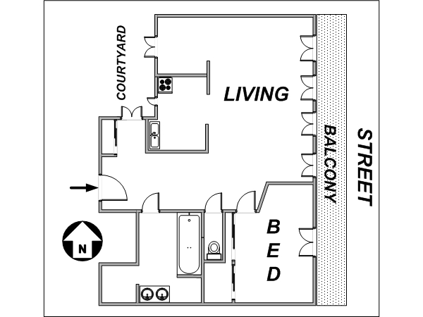 Paris T2 appartements location vacances - plan schématique Paris T2 appartements location vacances - plan schématique