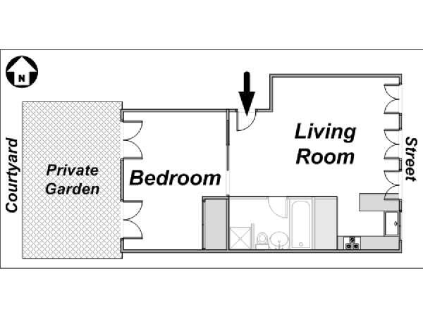Paris 2 Zimmer wohnungsvermietung - layout  (PA-1945)