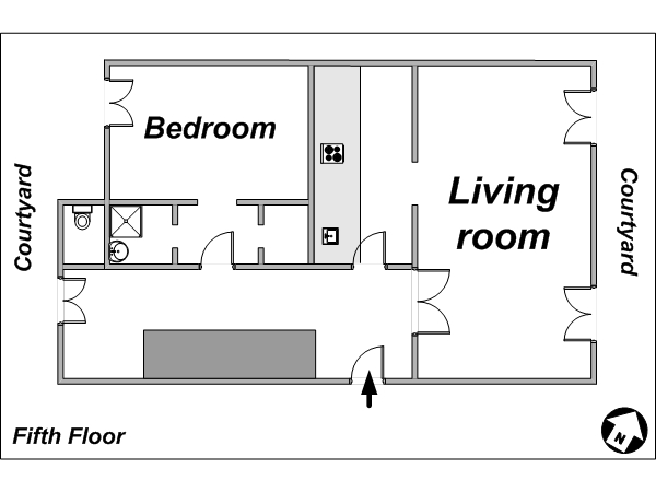 Paris 3 Zimmer wohnungsvermietung - layout 2
