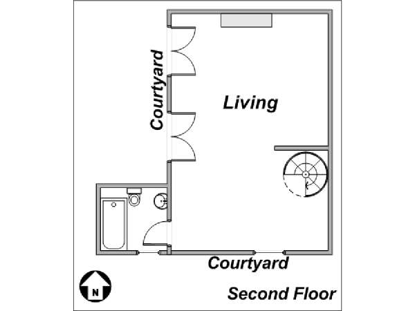 Paris Studio/T1 - Duplex logements location appartements - plan sch&eacute;matique 2 (PA-2018)