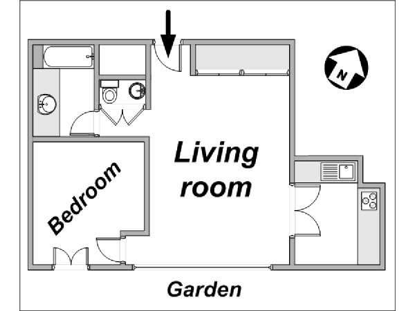 Paris 1 Bedroom apartment - apartment layout  (PA-2025)