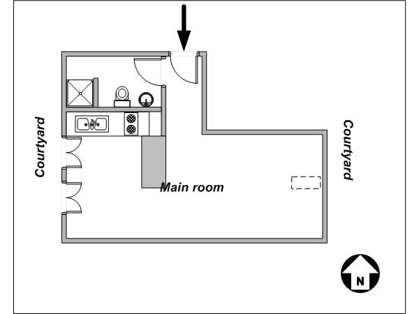 Paris Studio accommodation - layout  (PA-2102)