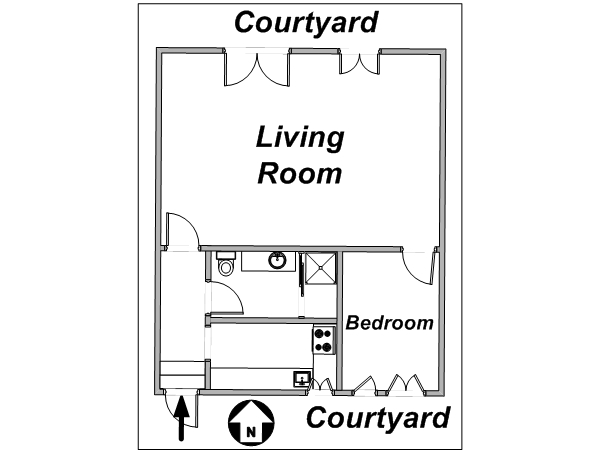 Paris 1 Bedroom accommodation - layout (PA-2119) Paris 1 Bedroom accommodation - layout (PA-2119)