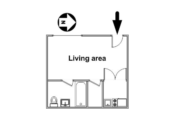 Parigi Monolocale appartamento - piantina approssimativa dell' appartamento  (PA-2140)