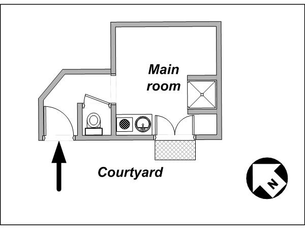Paris Studio T1 logement location appartement - plan sch&eacute;matique  (PA-2155)
