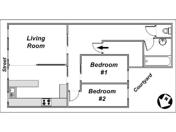 Paris 3 Zimmer wohnungsvermietung - layout  (PA-2160)