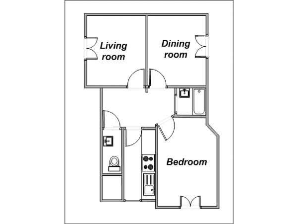 Parigi 1 Camera da letto appartamento - piantina approssimativa dell' appartamento  (PA-2197)