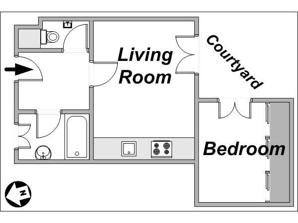 Paris 1 Bedroom apartment - layout Paris 1 Bedroom apartment - layout