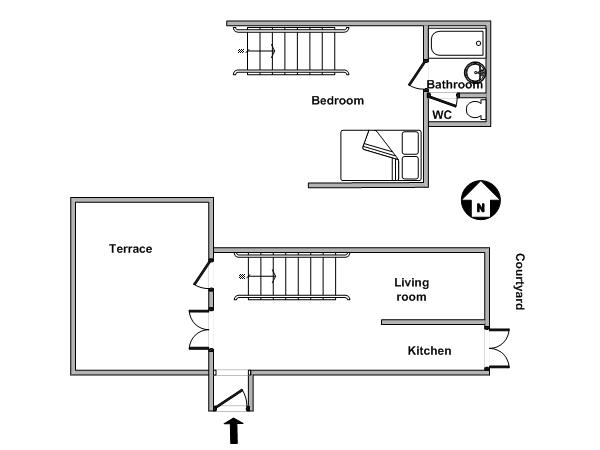 Paris Alcove Studio - Duplex apartment - apartment layout  (PA-2292)
