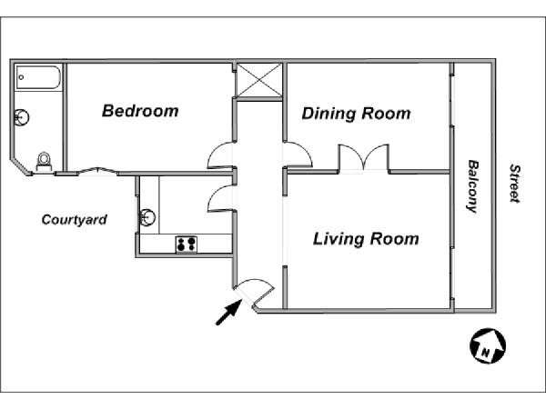 Paris 1 Bedroom apartment - layout  (PA-2309)