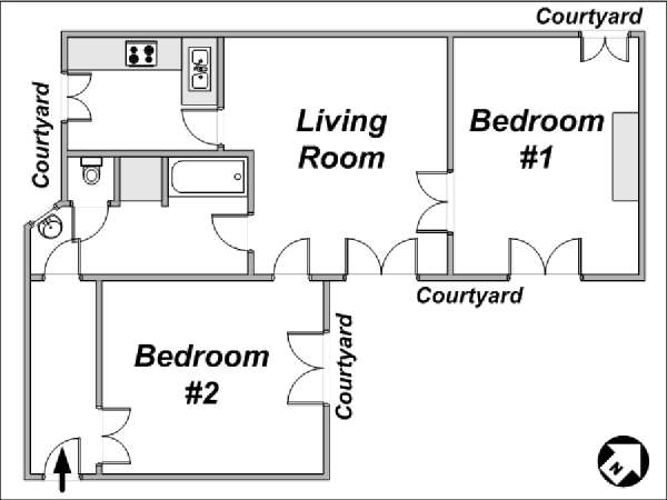 Paris T3 logement location appartement - plan sch&eacute;matique  (PA-2363)