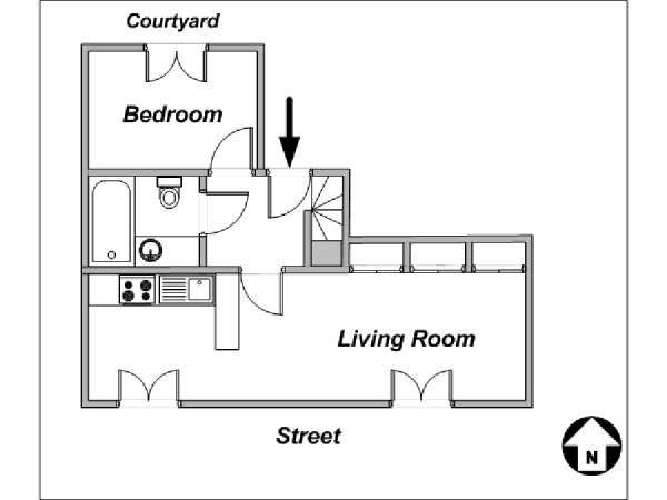 Parigi 1 Camera da letto appartamento - piantina approssimativa dell' appartamento 1 (PA-2369)