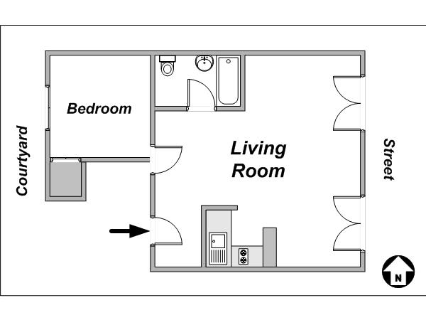 Paris 1 Bedroom apartment - layout (PA-2376) Paris 1 Bedroom apartment - layout (PA-2376)
