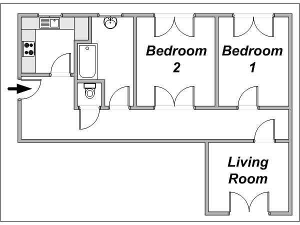 Parigi 2 Camere appartamento - layout 