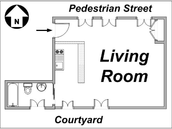 Paris Studio/T1 - Loft logements location appartements - plan sch&eacute;matique  (PA-2447)