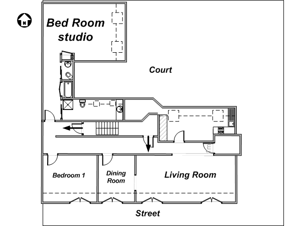 Paris T3 appartements location vacances - plan sch&eacute;matique 