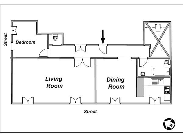 Paris 2 Bedroom accommodation - layout (PA-2489) Paris 2 Bedroom accommodation - layout (PA-2489)