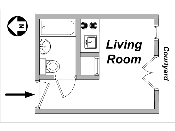 Paris Studio accommodation - layout (PA-2531) Paris Studio accommodation - layout (PA-2531)