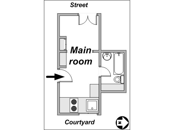 Paris Studio accommodation - layout (PA-2595) Paris Studio accommodation - layout (PA-2595)