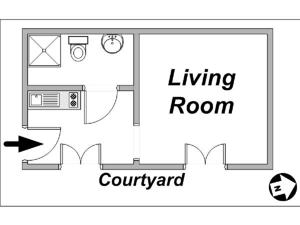Parigi Monolocale appartamento casa vacanze - layout  (PA-2598)