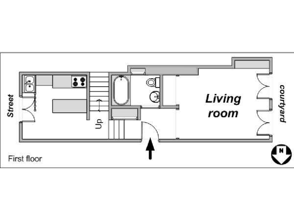 Paris 1 Bedroom apartment - apartment layout 1 (PA-2620)