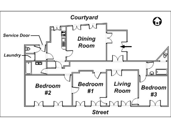 Parigi 3 Camere appartamento casa vacanze - layout Parigi 3 Camere appartamento casa vacanze - layout
