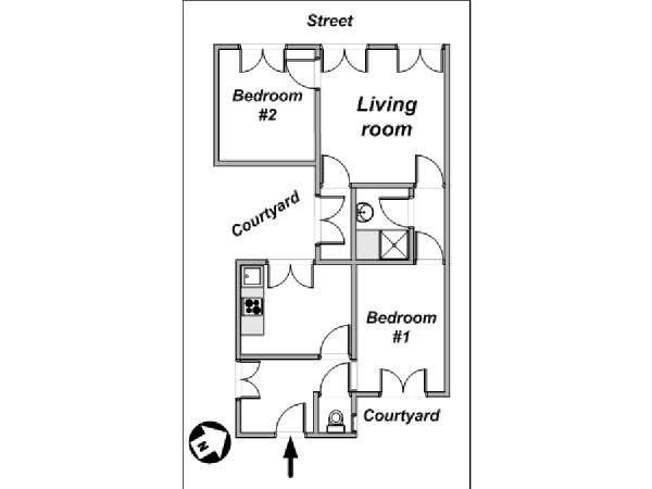Paris 2 Bedroom apartment - layout  (PA-2656)