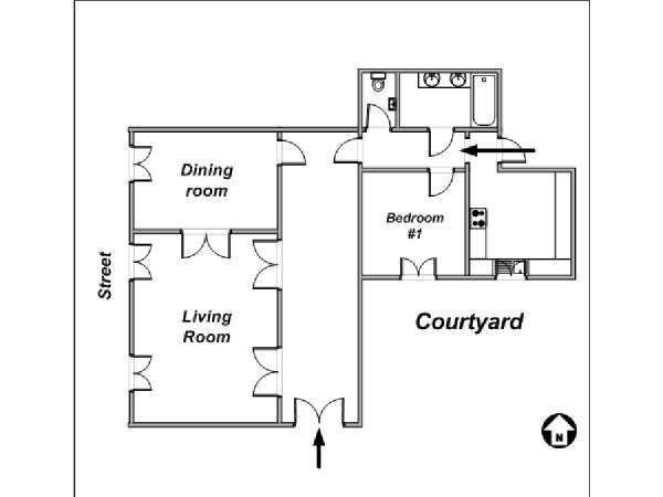 Paris T3 logements location appartements - plan schématique (PA-2657) Paris T3 logements location appartements - plan schématique (PA-2657)