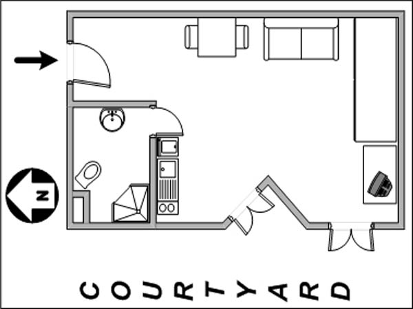 Paris Studio accommodation - layout Paris Studio accommodation - layout