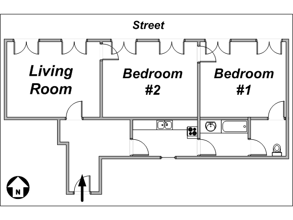 Paris T3 logements location appartements - plan schématique (PA-2695) Paris T3 logements location appartements - plan schématique (PA-2695)