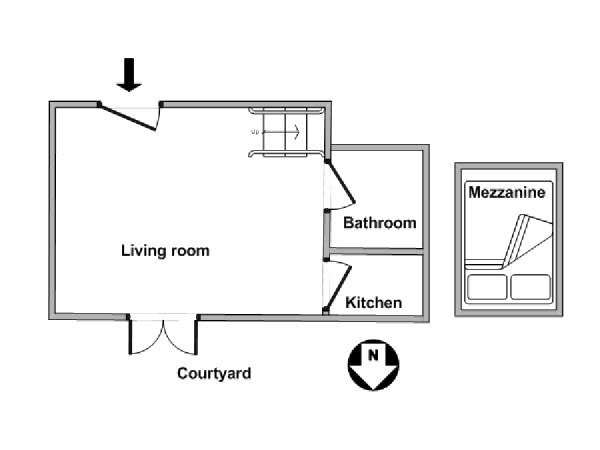 Paris Alcove Studio apartment - apartment layout  (PA-2720)