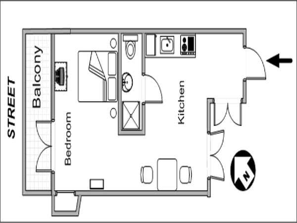 Paris Alcove Studio/T1 logements location appartements - plan schématique (PA-2735) Paris Alcove Studio/T1 logements location appartements - plan schématique (PA-2735)