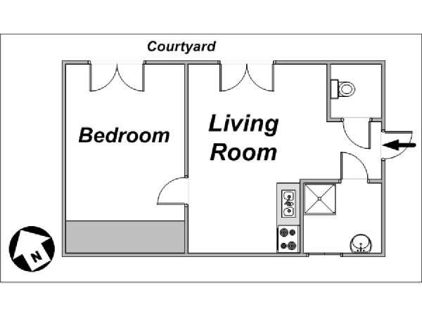 Paris 2 Zimmer ferienwohnung - layout (PA-2742) Paris 2 Zimmer ferienwohnung - layout (PA-2742)