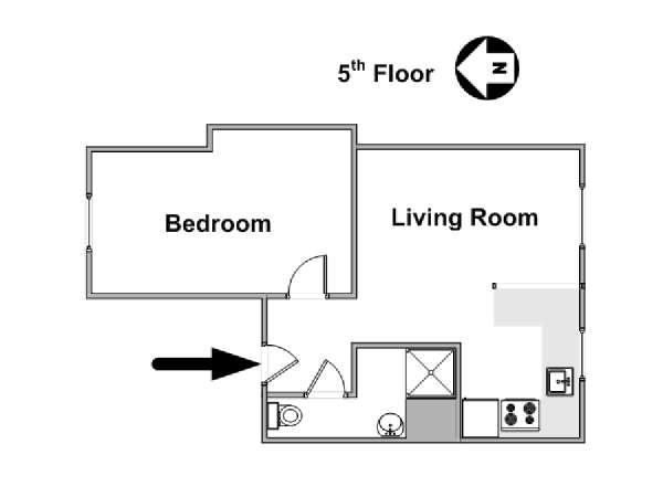 Parigi 1 Camera da letto appartamento - piantina approssimativa dell' appartamento  (PA-2743)