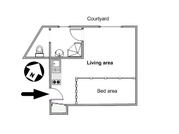 Parigi Monolocale appartamento - piantina approssimativa dell' appartamento  (PA-2764)