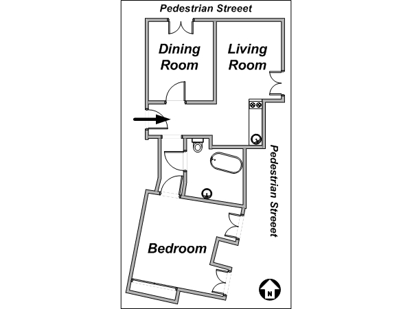 Paris 1 Bedroom accommodation - layout  (PA-2771)