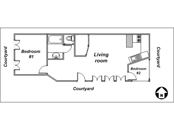 Paris 2 Bedroom apartment - layout  (PA-2786)