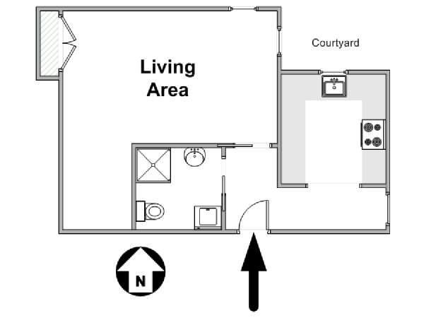 Paris Studio T1 logement location appartement - plan schématique  (PA-2837)