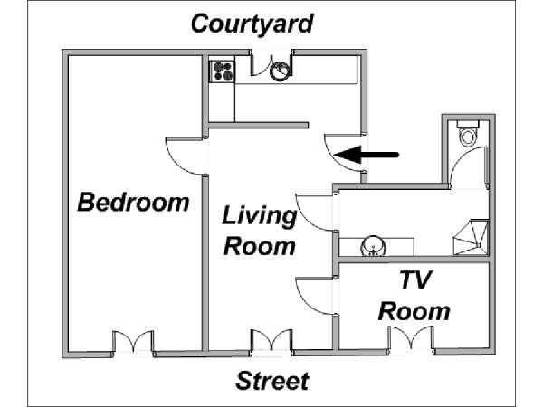 Parigi 1 Camera appartamento - layout Parigi 1 Camera appartamento - layout