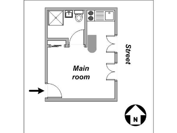 Paris Studio accommodation - layout Paris Studio accommodation - layout