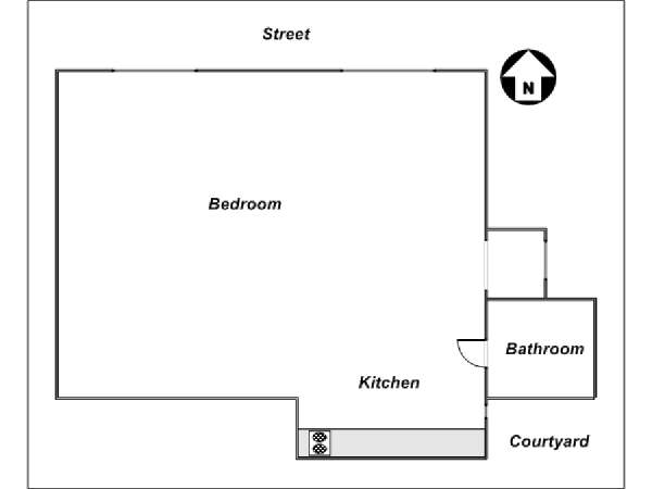 Paris Studio T1 logement location appartement - plan schématique  (PA-2865)