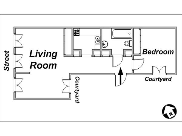 Paris T2 logements location appartements - plan schématique Paris T2 logements location appartements - plan schématique