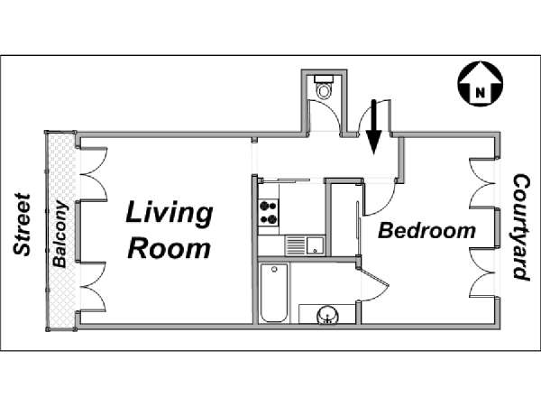Paris T2 appartements location vacances - plan schématique (PA-2873) Paris T2 appartements location vacances - plan schématique (PA-2873)