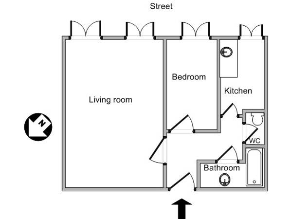 Paris T2 appartements location vacances - plan schématique (PA-2932) Paris T2 appartements location vacances - plan schématique (PA-2932)