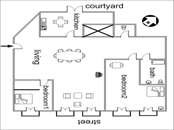 Paris 3 Zimmer wohnungsvermietung - layout  (PA-2938)
