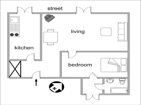 Parigi 1 Camera appartamento - layout Parigi 1 Camera appartamento - layout