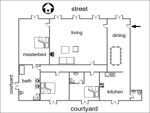 Paris 3 Bedroom apartment - layout  (PA-2941)