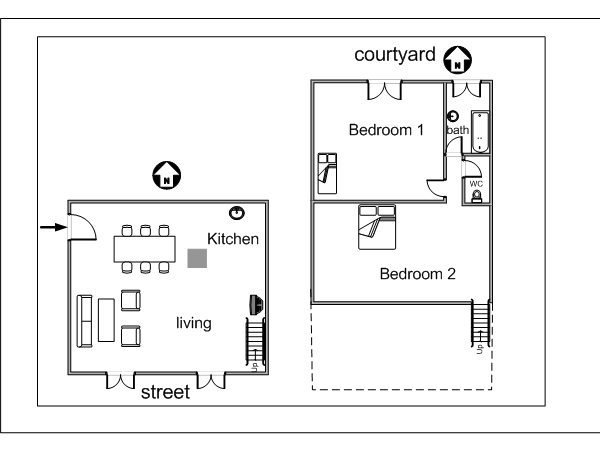 Paris T3 - Duplex appartement location vacances - plan schématique (PA-2944) Paris T3 - Duplex appartement location vacances - plan schématique (PA-2944)