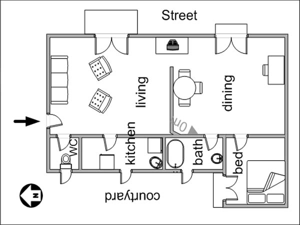 Paris T2 logements location appartements - plan sch&eacute;matique 