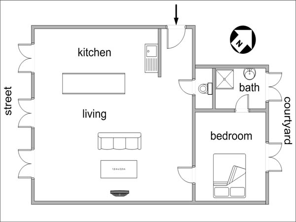 Par&iacute;s 1 Dormitorio alojamiento - esquema 